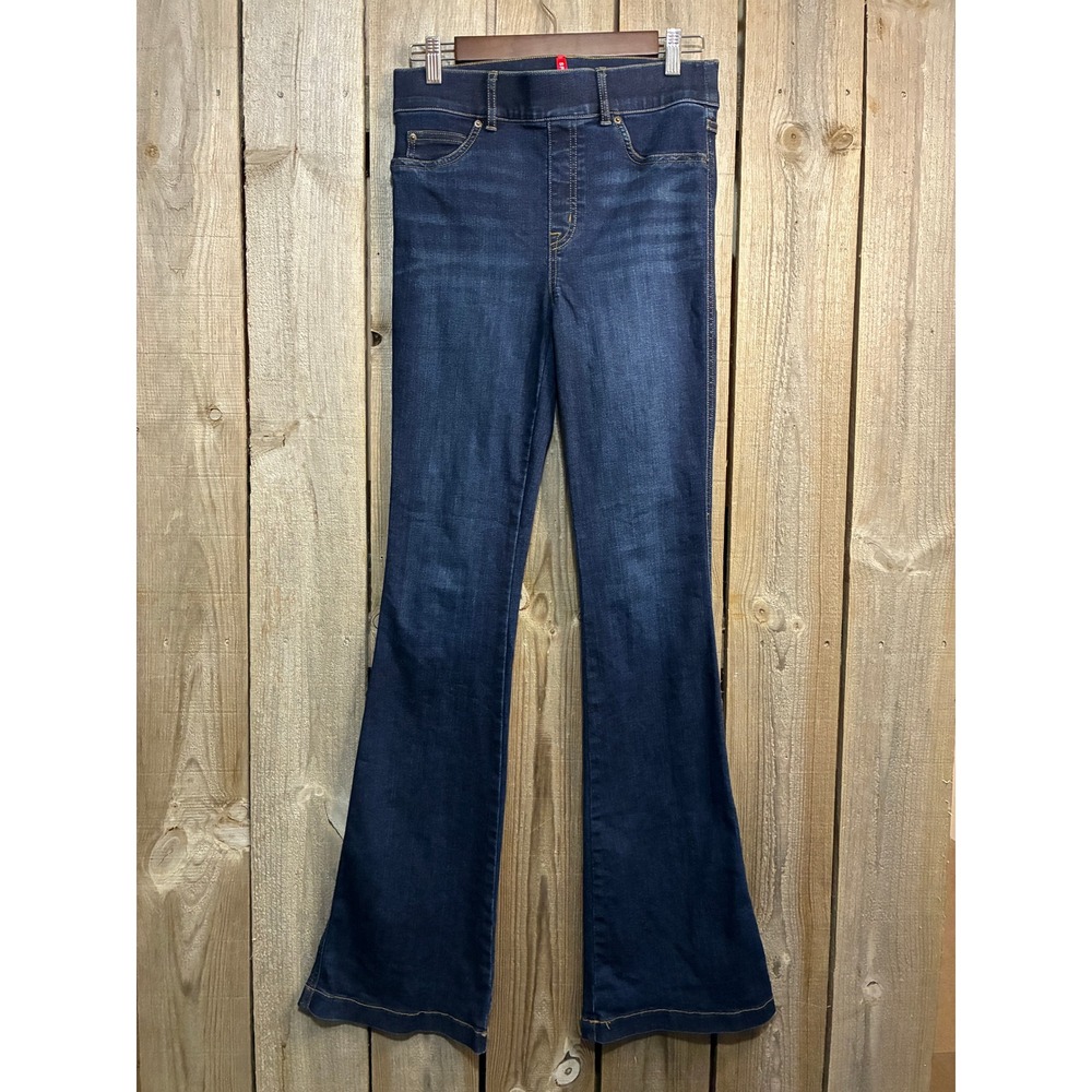 Spanx Flare Jeans Dark Wash High Rise Pull On Denim 20327R Small Tall
